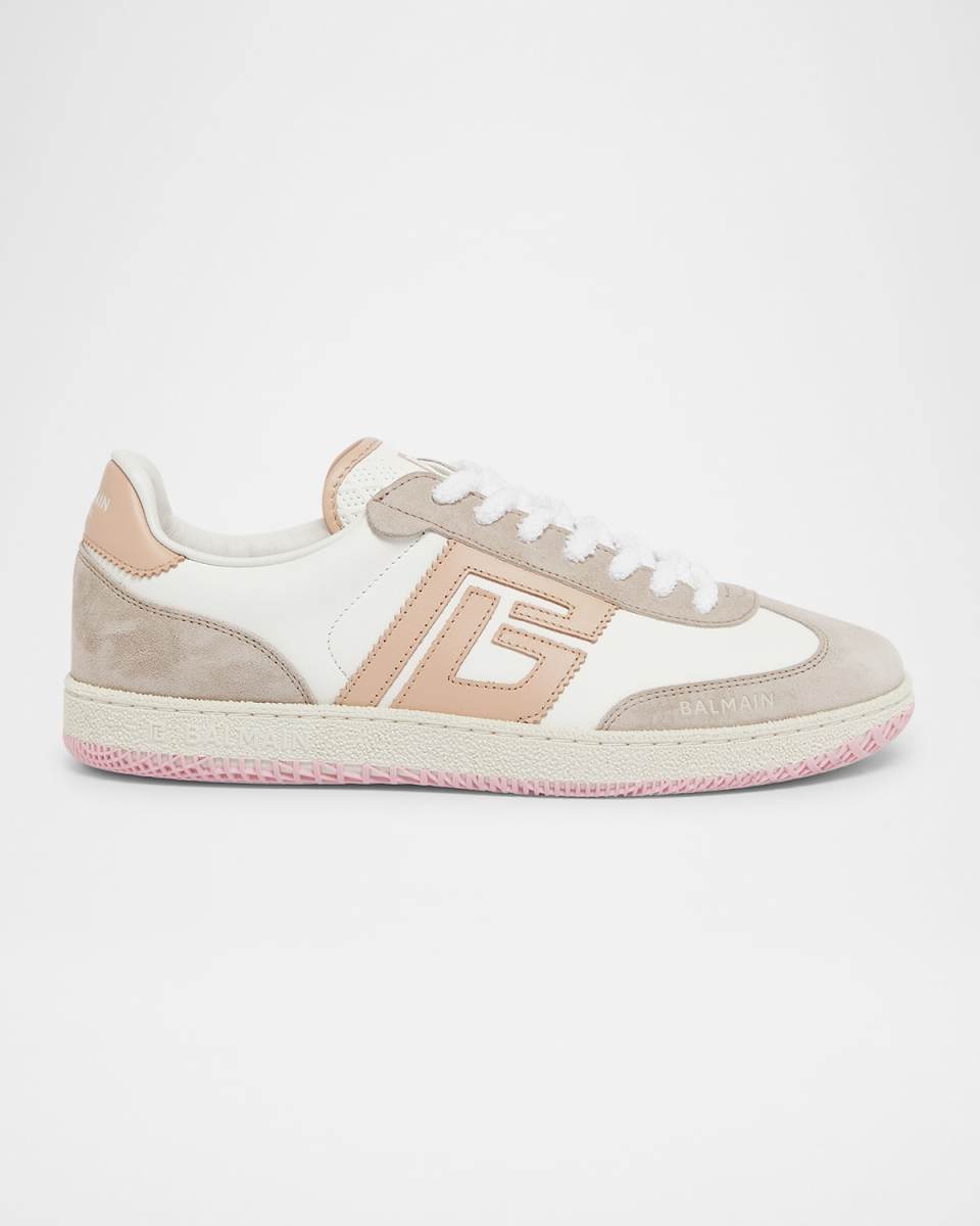 Men's Swan Leather and Suede Low-Top Sneakers